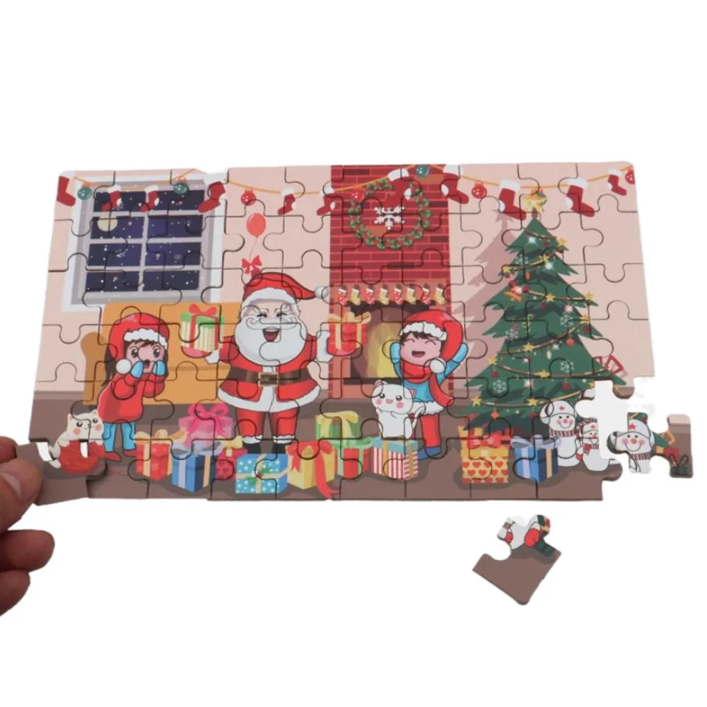 Christmas Wooden Jigsaw Puzzle Kids Toy Santa Claus Jigsaw Xmas Children Early Educational DIY Jigsaw Kids Christmas Baby Gifts