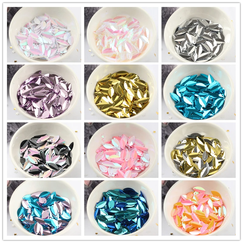 360Pcs/Bag 6*14mm Oval Folded Sequins Horse Eyes Shape Sequin PVC Paillettes DIY Crafts Wedding Sewing Lentejuelas Accessories