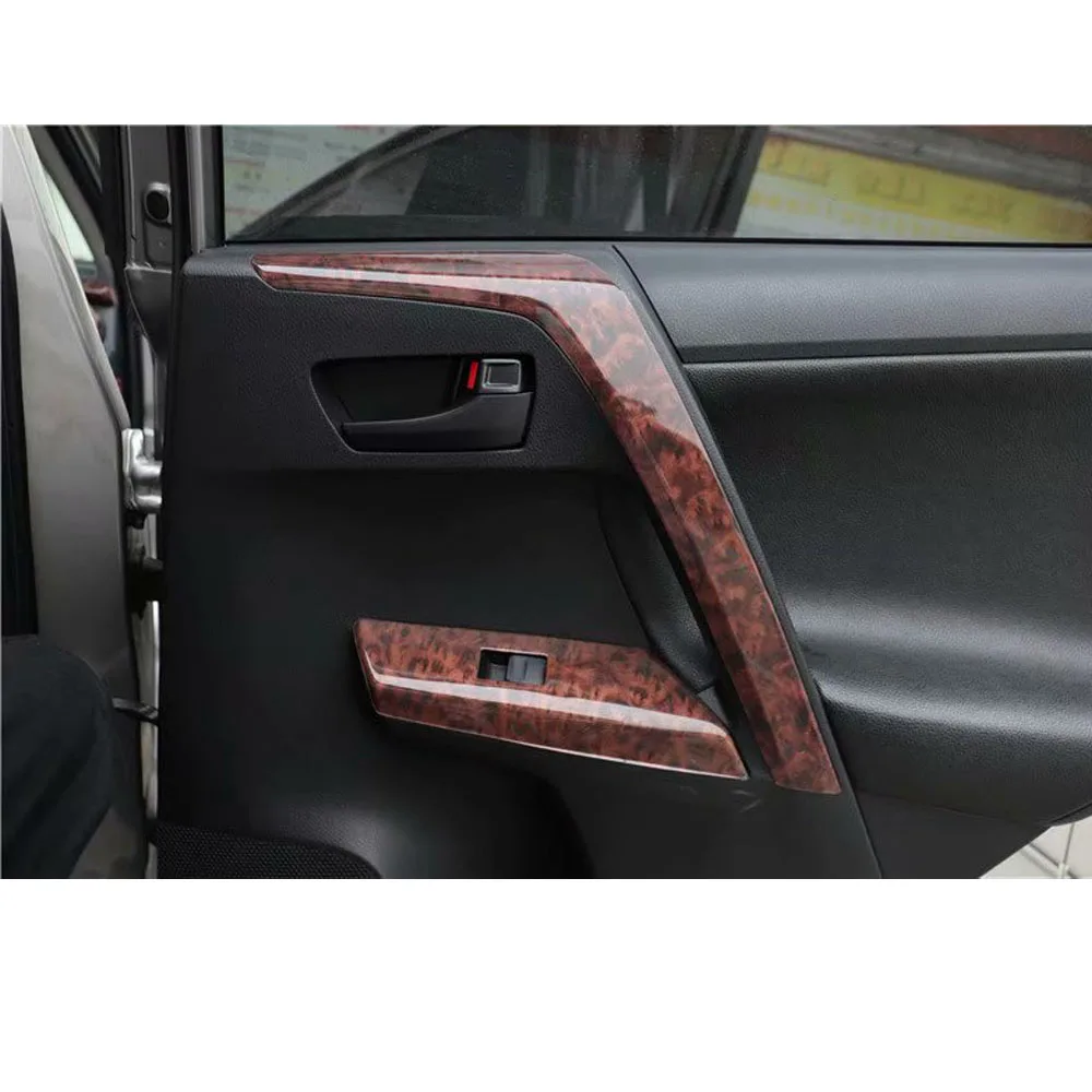 4Pcs Car Window Lift Switch Panel Cover Trim Styling For Toyota RAV4 2013-2019 Left Hand Drive Interior Auto Moldings Stickers