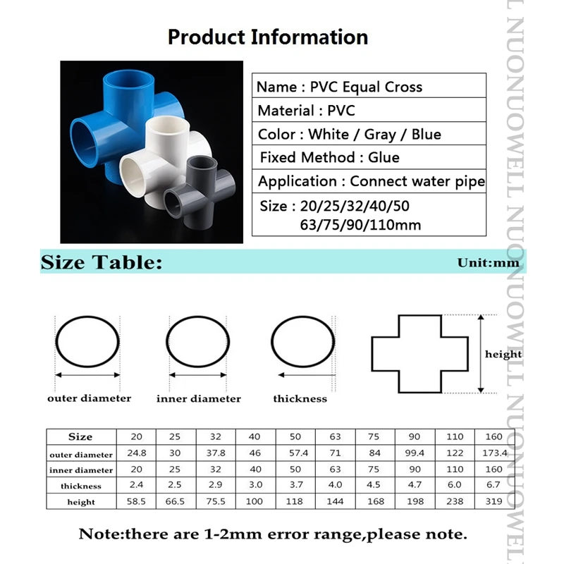 5pcs 20 25 32mm PVC Pipe Equal Cross Connector Garden Irrigation System Parts Water Pipe 4 Way Adapter Fish Tank Supplies