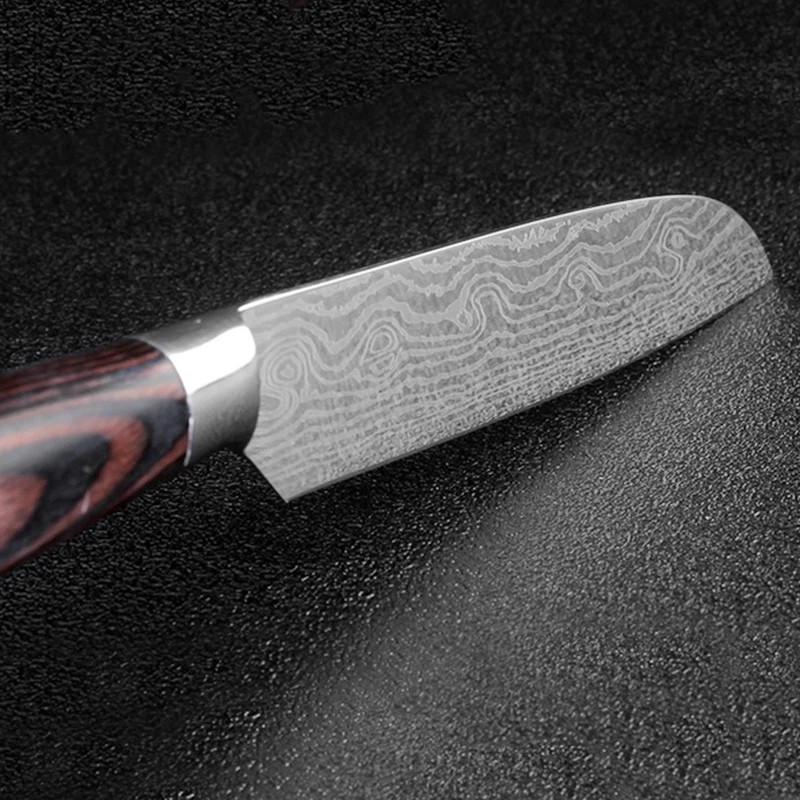 Knife Set Kitchen 3PCs Japanese Chef Knives Laser Damascus Pattern 440C Stainless Steel Cleaver Slicing Santoku Meat Fruit Knife