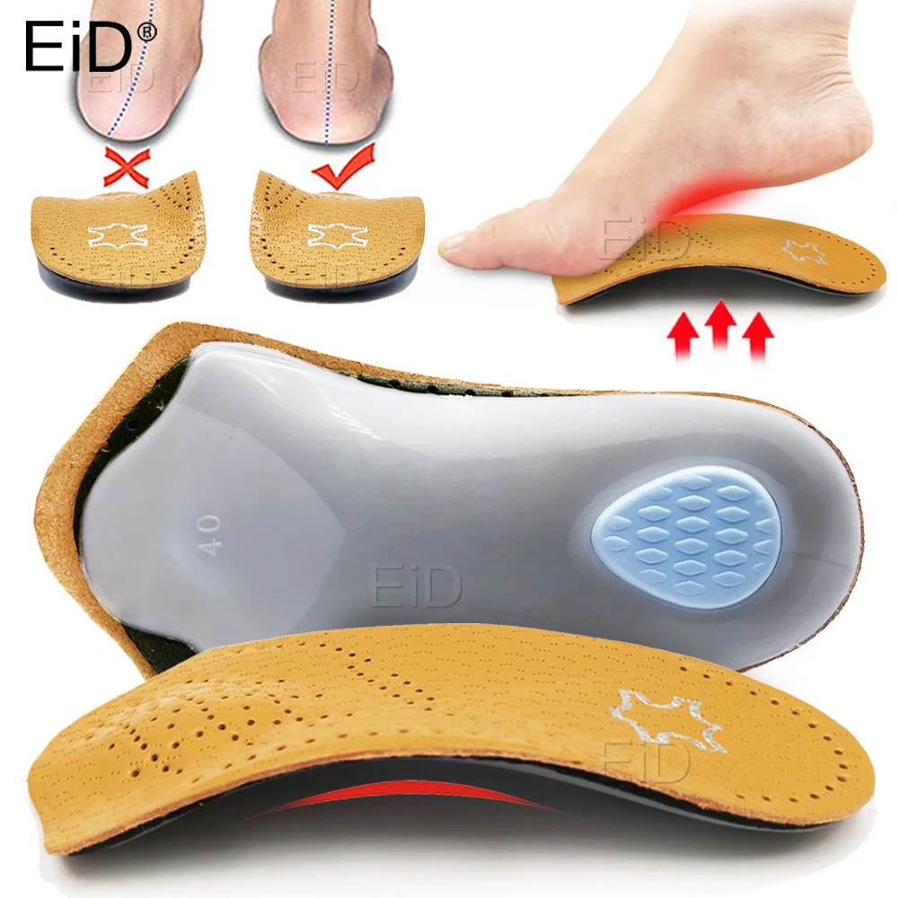 Leather orthotic Insoles OX Leg Heel Cushion for Feet Soles Relieve Foot Pain Protect Spur Support Shoes Pad Feet Care Inserts