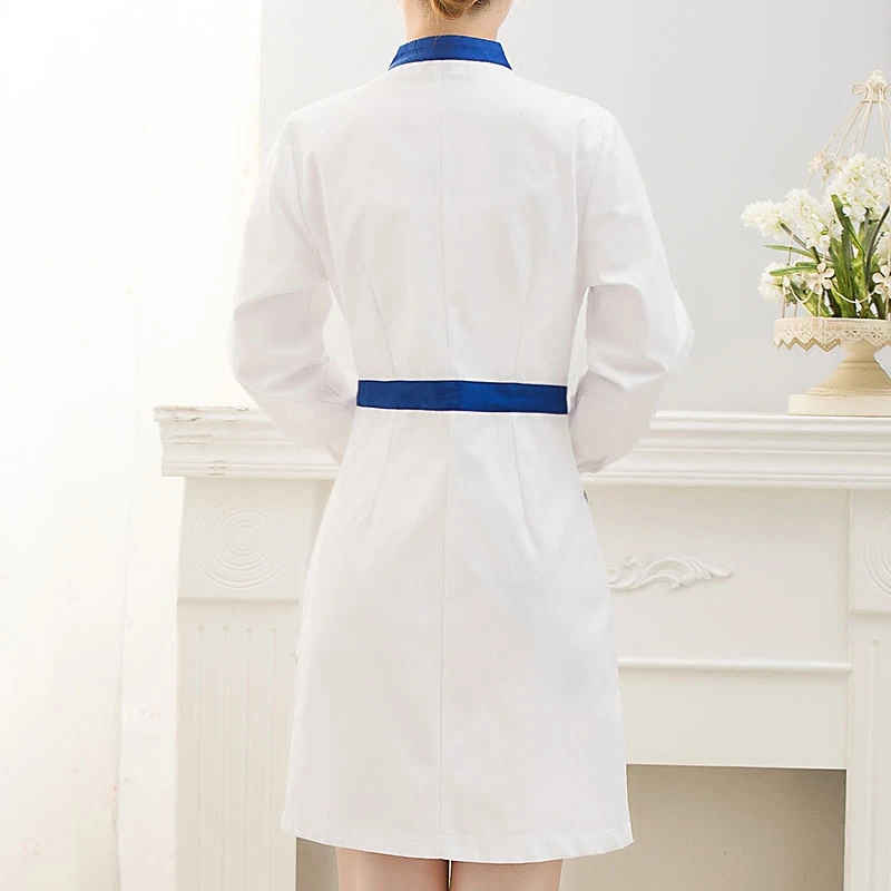 Nurses wear long sleeve female Korean version of slim tattoo artist cosmetologist dental pharmacy hospital uniform dress