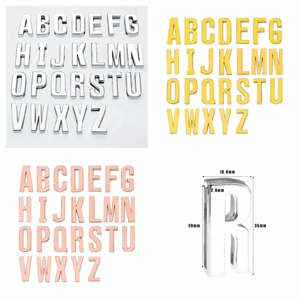 26pcs/lot Internal Dia. 30mm A - Z plain slide letter 3colors fit for 30MM leather wristband diy charms