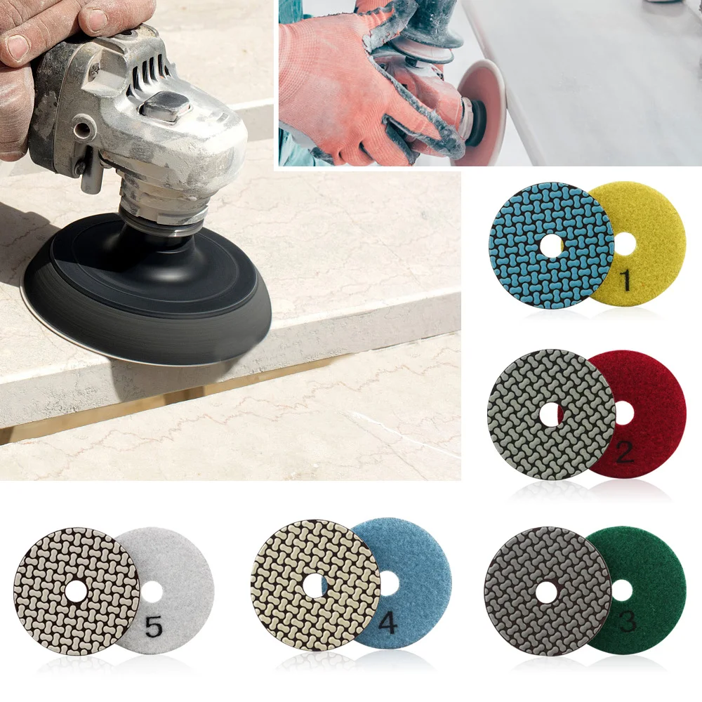 Diamond 4 inch dry 5 step polishing pads 100mm for granite,marble and engineered stone