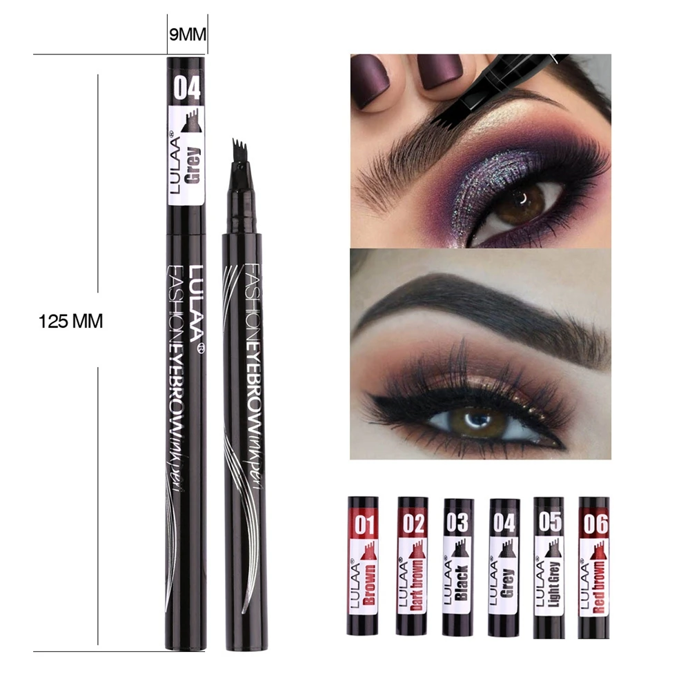 1Pcs Women Makeup Sketch Liquid 4-Claw Eyebrow Pencil Waterproof Brown Eye Brow Tattoo Dye Tint Pen Liner Long Lasting Eyebrow