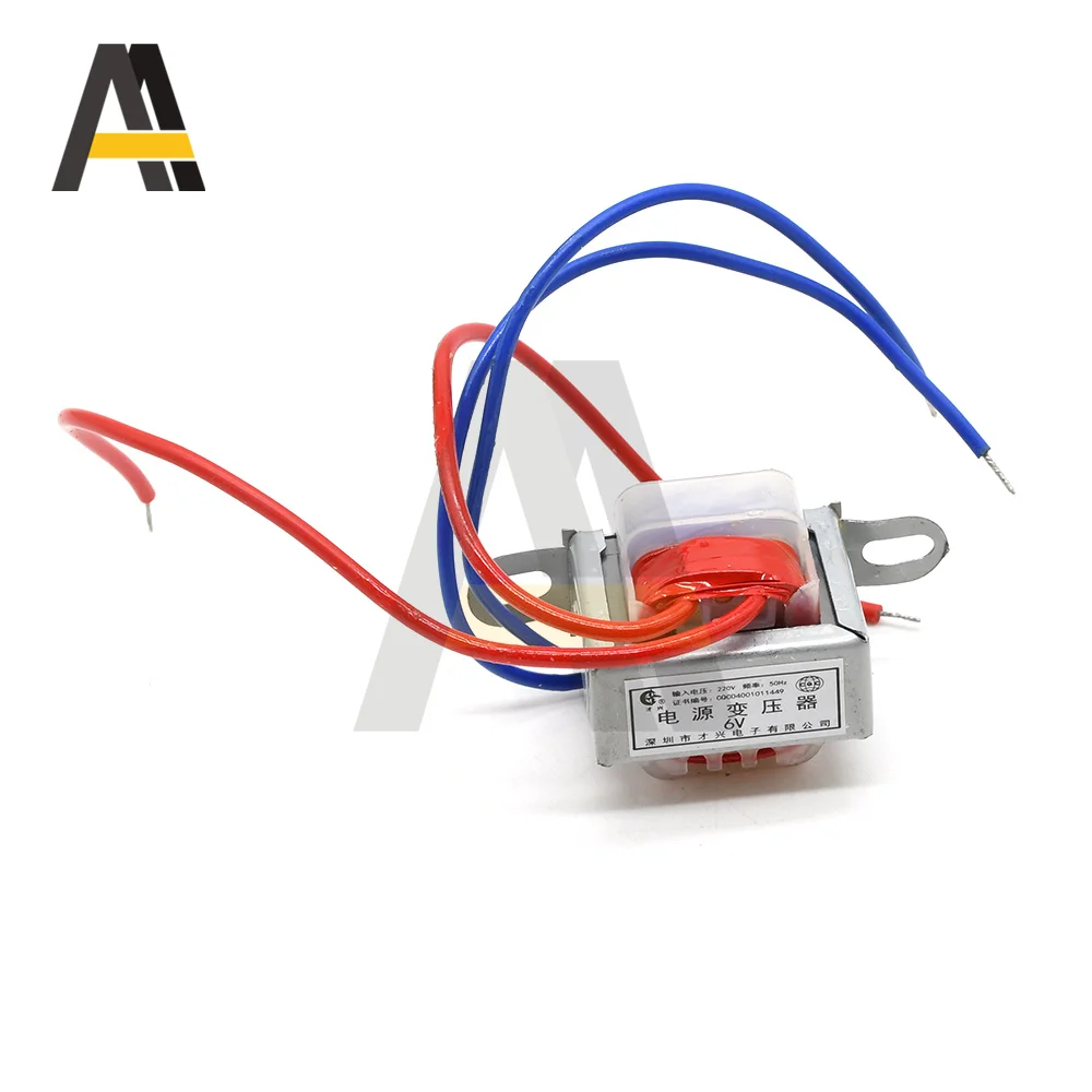 Transformador de potencia de cobre de 2 líneas, voltaje de salida CA 6V, 9V, 12V, 1W EI, núcleo de cobre 50Hz ~ 60Hz, entrada de voltaje único 220V