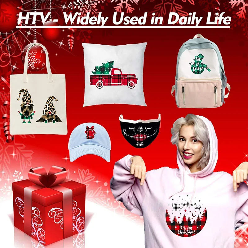 25×100cm PU Plaid Christmas Letter HTV – Heat Transfer Vinyl for T-Shirts, Iron-On Printing, Heat Press Machines & Holiday DIY - view 3
