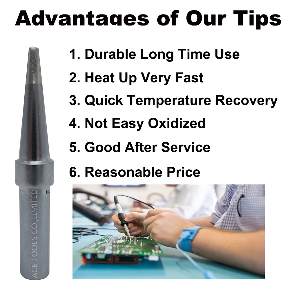 ETA เปลี่ยน Soldering Tip Chisel 1.6มม.Fit WELLER WES51 WES50 WESD51 WE1010NA WE1010EU PES51 PES50 LR21 LR20เชื่อมบิต