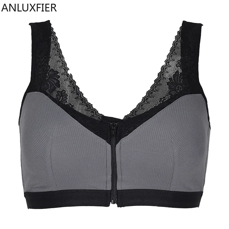 X9012 Front Zipper Bra No Steel Ring Full-body Cup Pocket Bra Sexy Beauty Back Open Collect  Pair of Breast Underwear