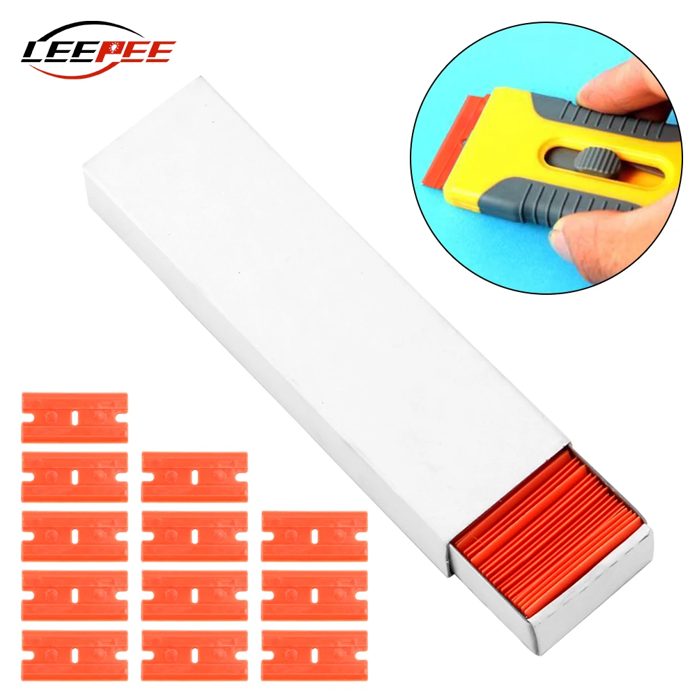 100PCS Plastic Scraper Blade For Lable Glue Remover Car Stickers Squeegee Household Clean Tools Motorcycle Accessories Universal