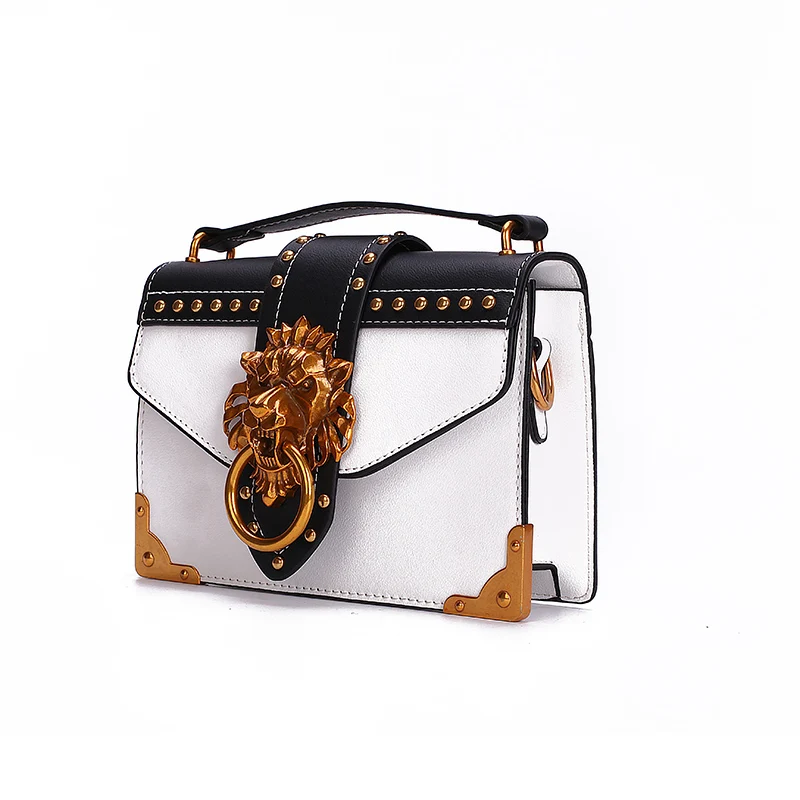 Fashion Metal Lion Head Mini Small Square Pack Shoulder Bag Crossbody Package Clutch Women Designer Wallet Handbags Bolsos Mujer