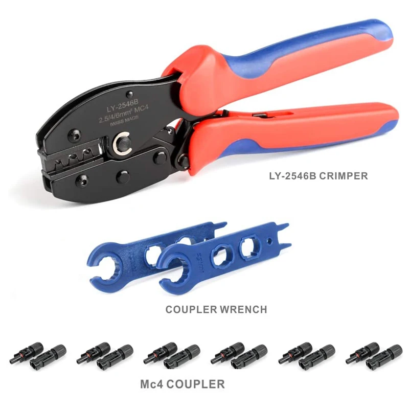 IWISS Solar PV Panel Terminals Crimping Tool Set LY-2546B crimper Plier Hand Tool Kit IWS3/4 Solar Wire Connectors Press Pliers