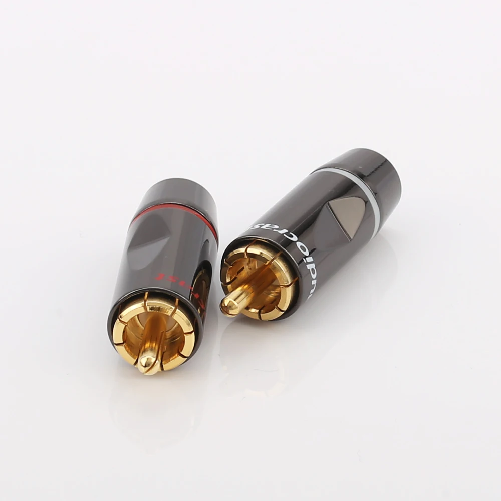 Hoge Kwaliteit 4 stks R003 24 k Soldeer vergulde RCA Conectors Vergulde RCA Plug Audio Mannelijke Connector Kabels