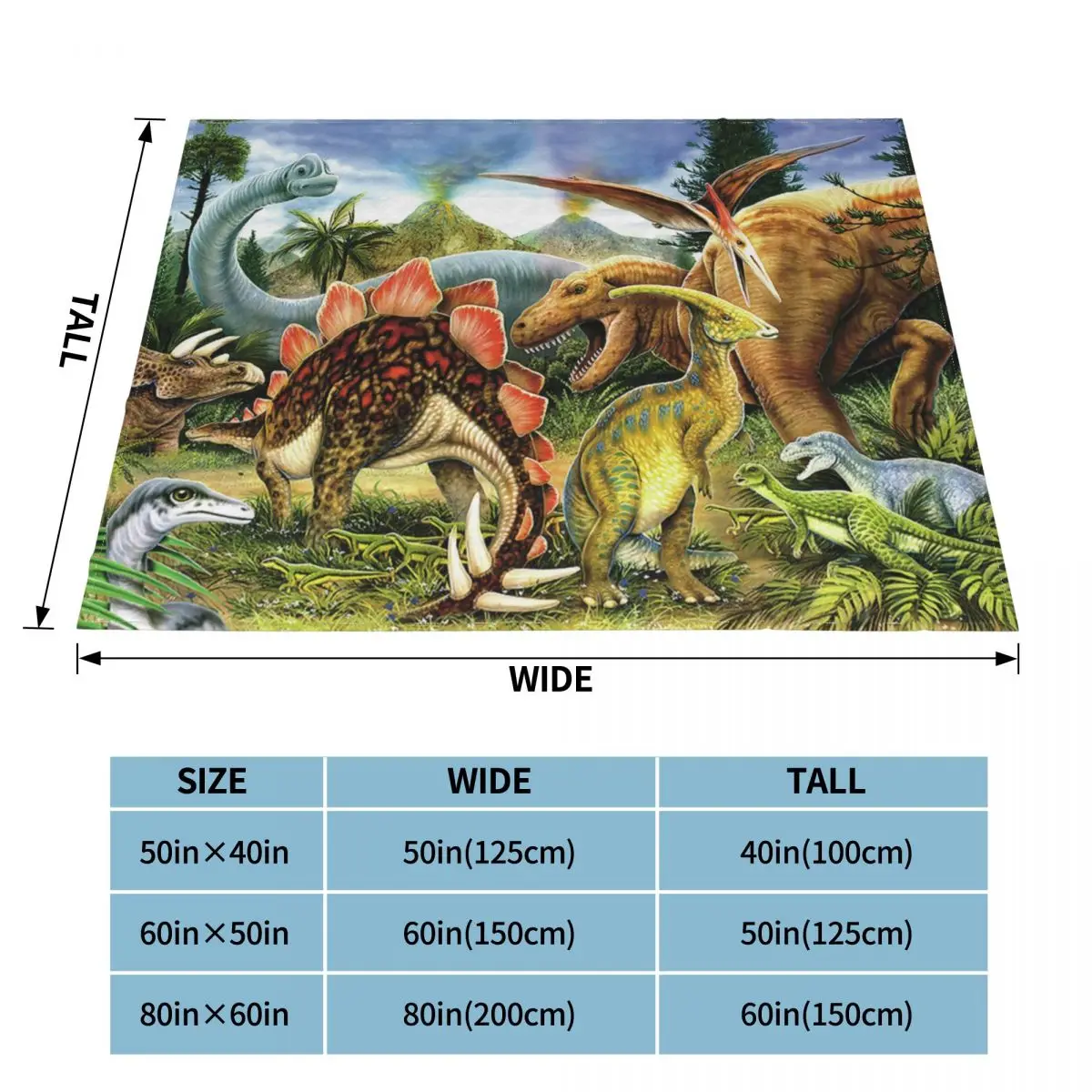 Dinosaur Blanket T-Rex Stegosaurus Cretaceous Brachiosaurus Animal Flannel Funny Soft Throw Blanket for Home Winter