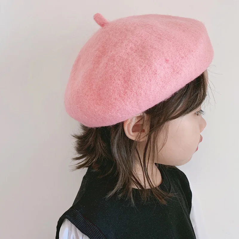 Autunno inverno neonate berretto cappello coreano caldo cappelli di lana per bambini tinta unita bambino neonato berretto classico accessori per