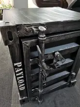 Retro Iron Bedside Table with Lockable Drawer #6