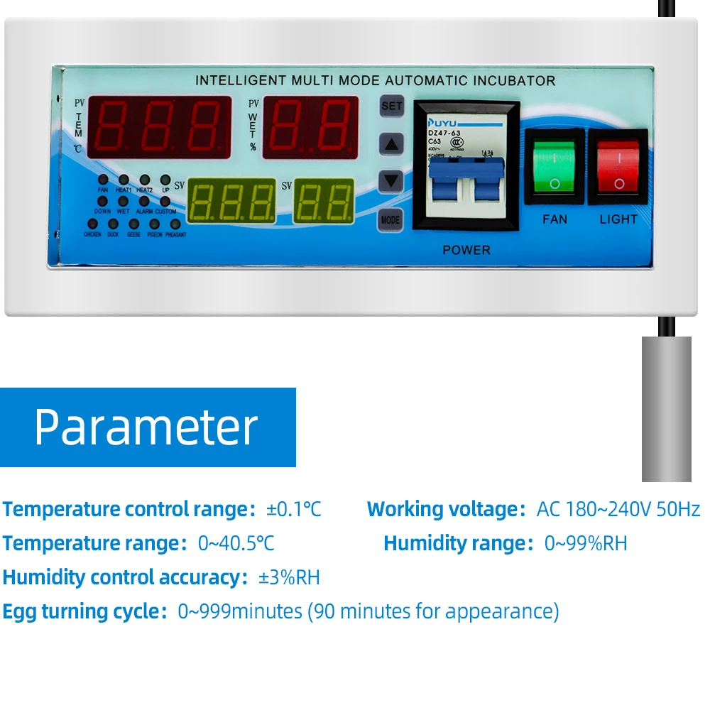 XM-18E Egg Incubator Digital Automatic Thermostat Controller Duck Goose Bird Egg Incubator Mini Egg Incubator Control System