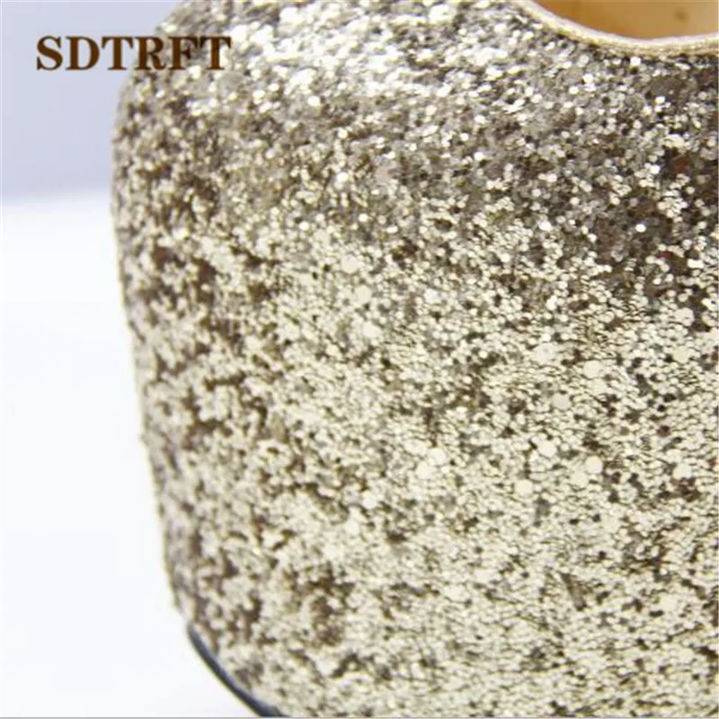 SDTRFT Gold Sliver Sequins Pumps Ladies Platform shoes woman 20cm thin heels Nighclub Ankle Strap single wedding Dance Stiletto