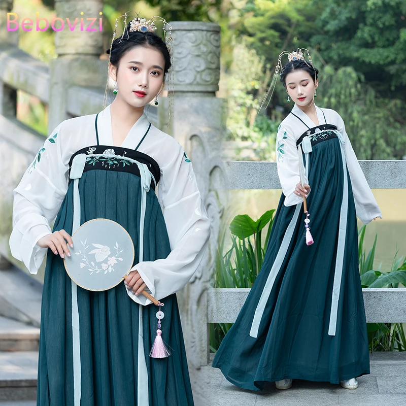 

Hanfu; Платье феи косплэй Традиционный китайский национальный костюм для женщин в винтажном стиле, в стиле эпохи Тан дворец костюм Древняя китайская Стиль с вышивкой; Одежда для детей