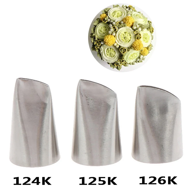 3pcs Austin Rose Petal Icing Piping Nozzles Stainless Steel Baking Pastry Tips Cream Fondant Decorating Tools #124K/#125K/#126K