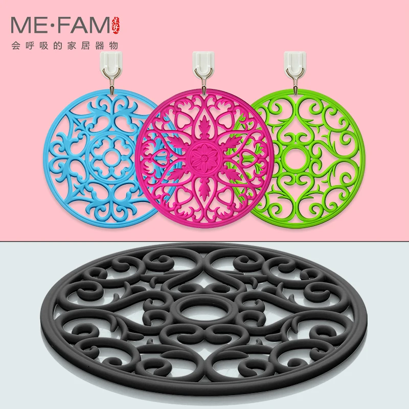 Silicone Multi-Use Hollow Carved Trivet Pot Pads Non Slip Anti Hot Durable Placemat Bowl Plate Mats Desktop Decorate Protection