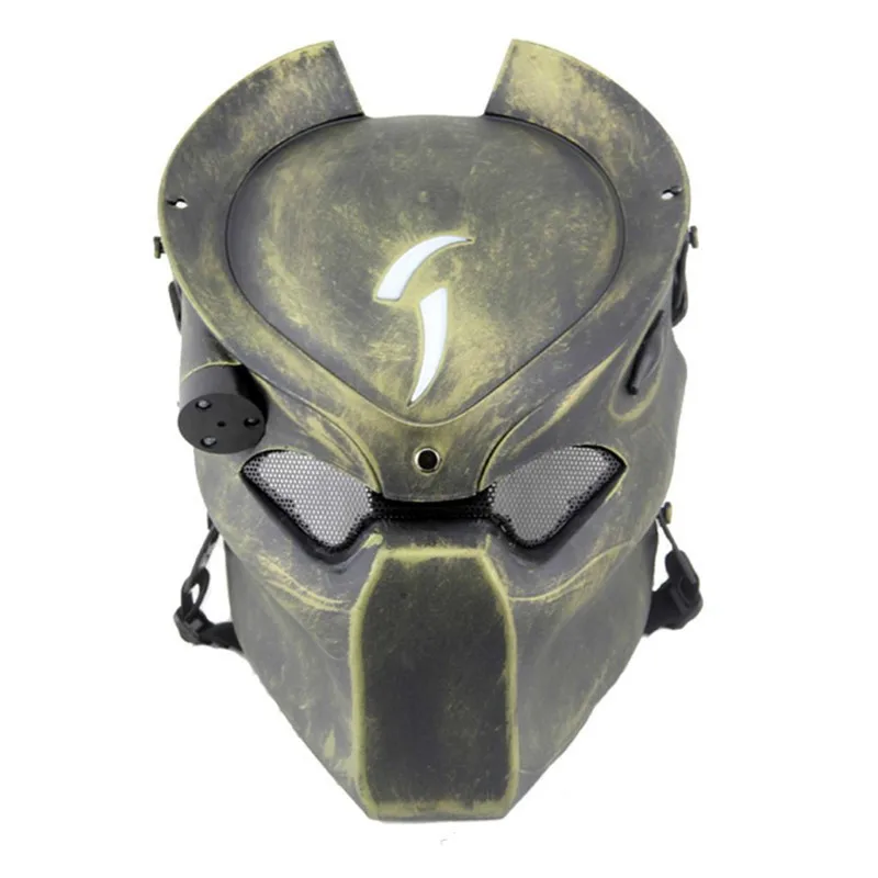 Alien Vs Predator Wolf Mask with Lamp Outdoor Wargame Tactical Mask Full Face Cs Mask Halloween Masks Party Cosplay Horror Mask