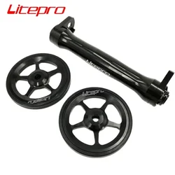 LITEPRO Folding Bike Easywheel For Brompton Easy Wheel & Rear Rack Support Extension Rod Telescopic Bar