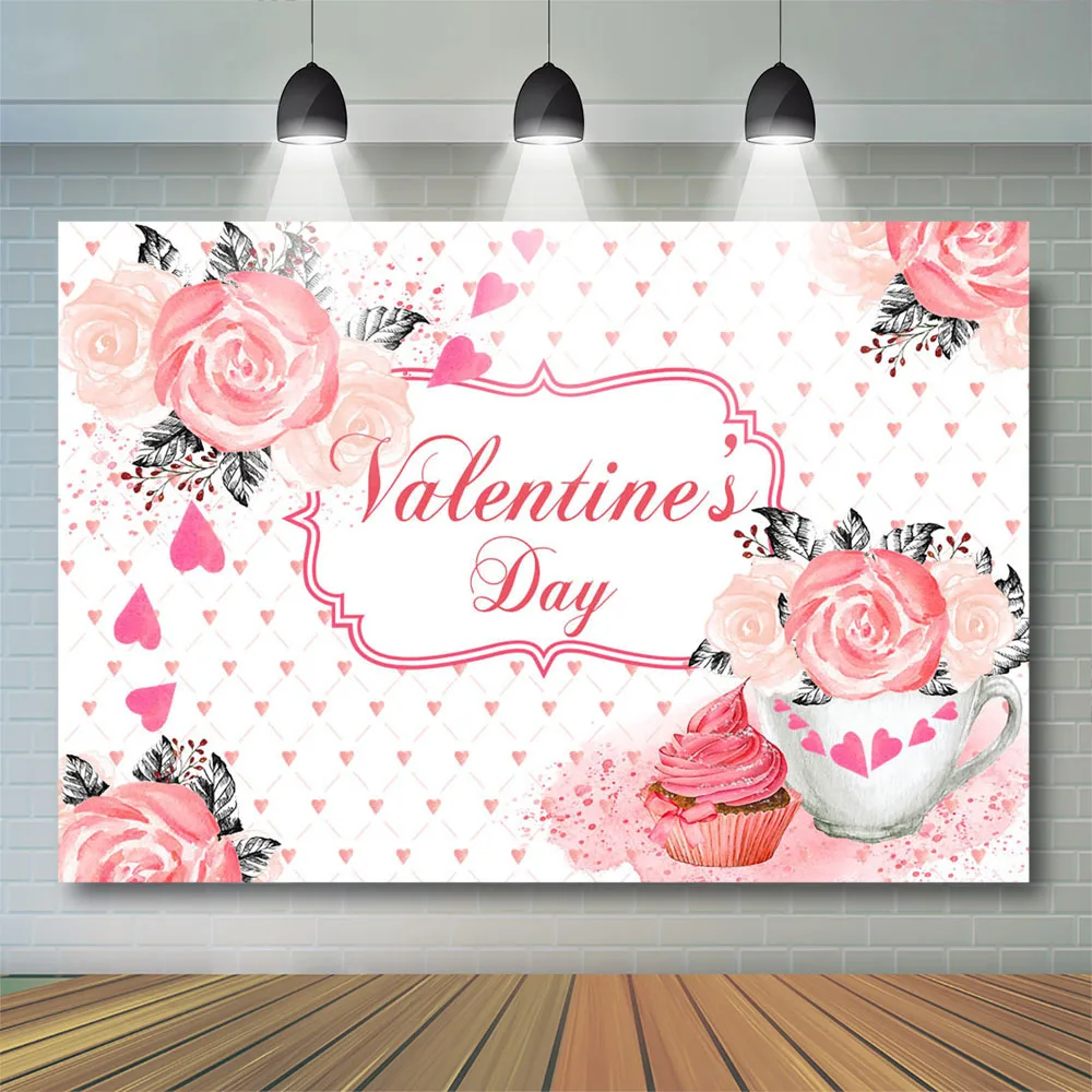 Valentine's Day Photography Background Lovers Dating Theme Backdrop Surprise Rose Flowers Decor Cake Smash Party Photo Studio