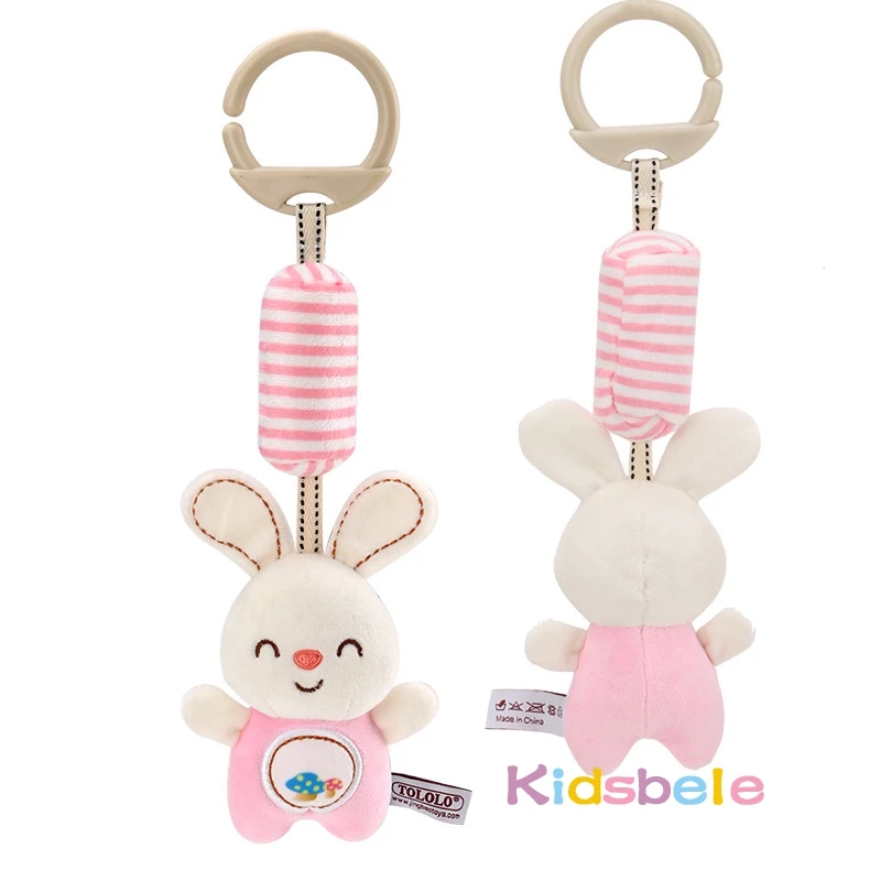 아기 딸랑이 봉제 장난감 0-12 개월 아기 Teether 유아용 침대 모바일 유모차 장난감 부드러운 매달려 만화 동물 손 떨고 벨