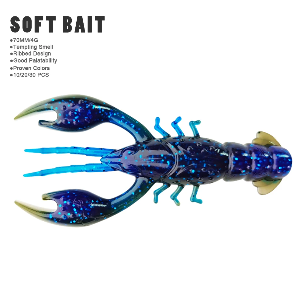 Hanlin Floating 65mm 4g Crawfish Larvae Soft Silicone Bait Jigs Wobbler Worms Fishing Lures Artificial Swimbait Bass Pike Tackle