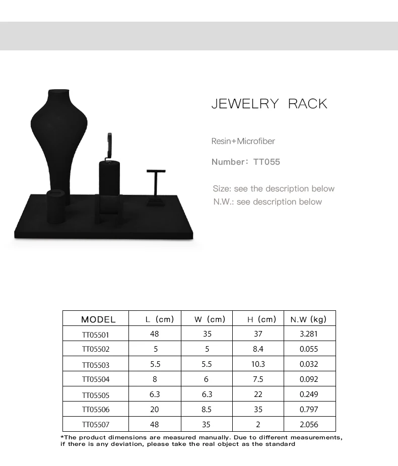 Oirlv Schwarzes Schmuck-Display-Set, Halter für Halsketten, Uhren, Ringe und Ohrringe, mehrteiliger Schmuckständer für die Ladenvitrine – Detail 5