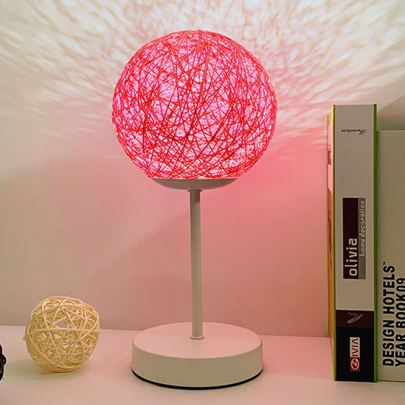 

Rattan Ball Lamp Night Lights Led Usb Desk Lamp Table Lamp Girl Creative Romantic Moon Birthday Gift for Bedroom Bedside Lamp