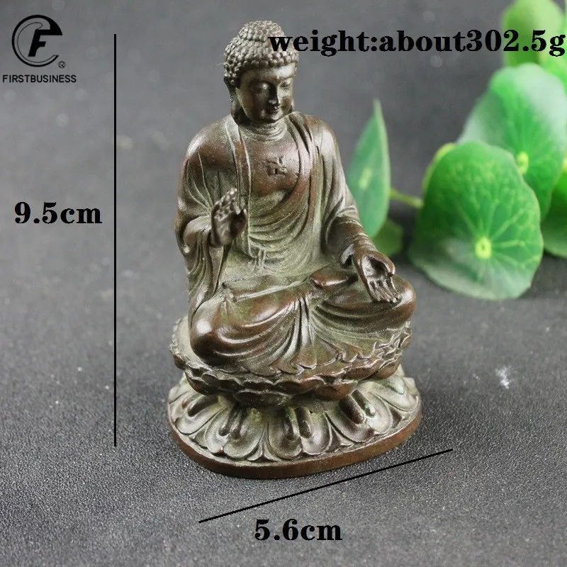 Retro Copper Tathagata Buddha Statue Home Decoration Brass Sculpture Retro Living Room Office Desk Ornament Miniatures Figurines