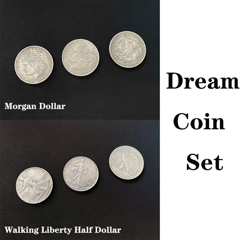 

Dream Coin Set Magic Tricks Coin Appear Disappear Penetration Flight Magia Magician Close Up Illusions Gimmick Props Mentalism