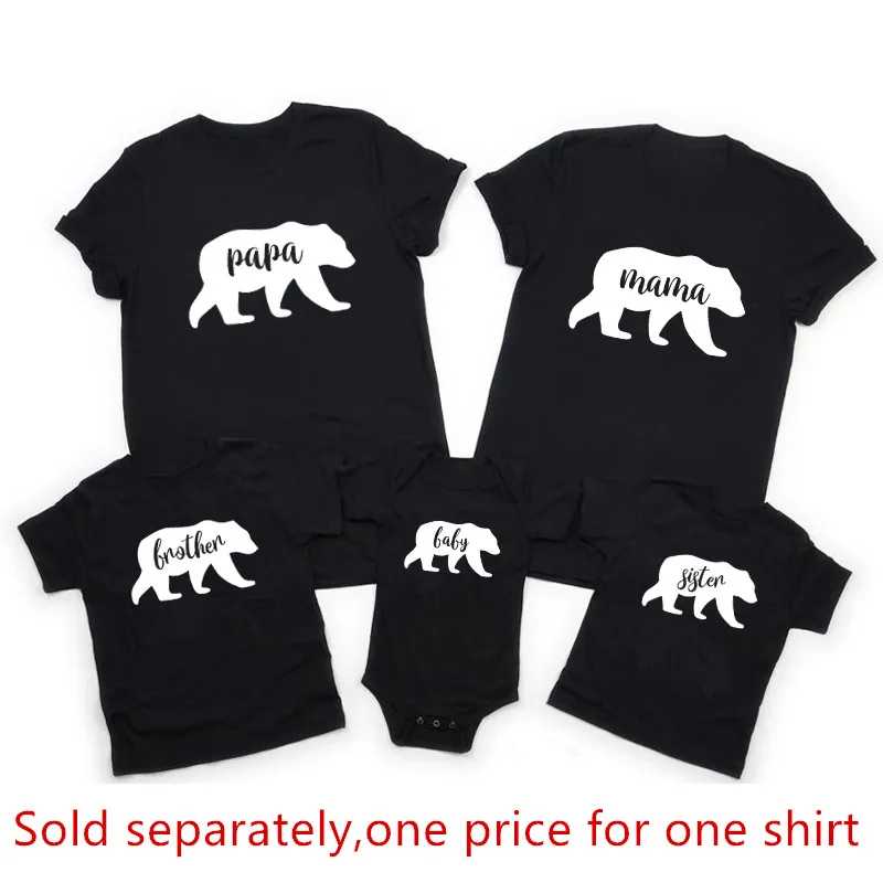 Mama Bear Papa Bear Baby Bear Family Matching Tshirts Papa Mama Brother Sister Shirt Baby Bodysuit Father and Son Family Clothes