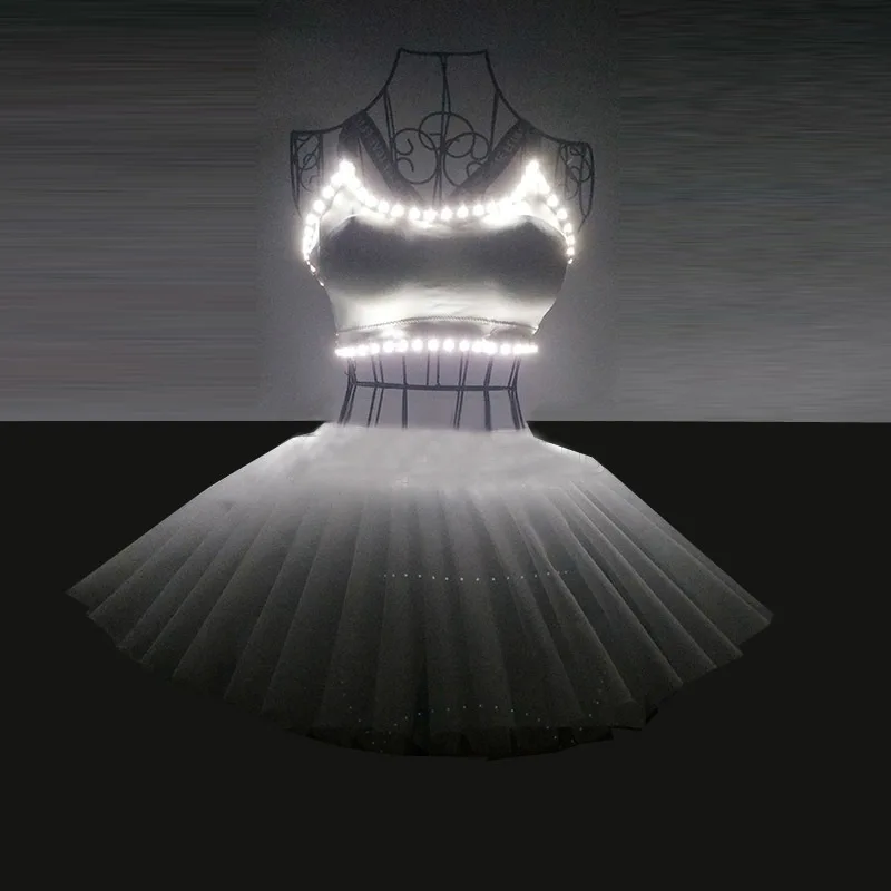 Luminescence light up Led Fluorescence Dancing dress Stage Go professional ballet tutu skirt ballet clothes for children