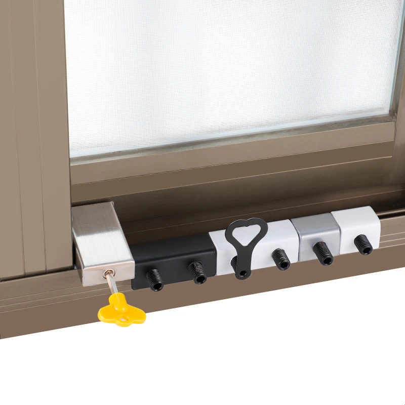 KK&FING Zamki okienne ze stali nierdzewnej Ogranicznik okna Ochrona przed dziećmi Bezpieczeństwo Blokada okna Drzwi przesuwne Blokada antykradzieżowa Bezpłatny dziurkacz