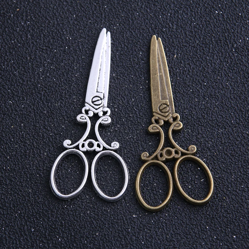 6pcs/lot 25*60mm Two color Antique Metal Alloy Big Scissors Charm Pendants Jewelry Charms