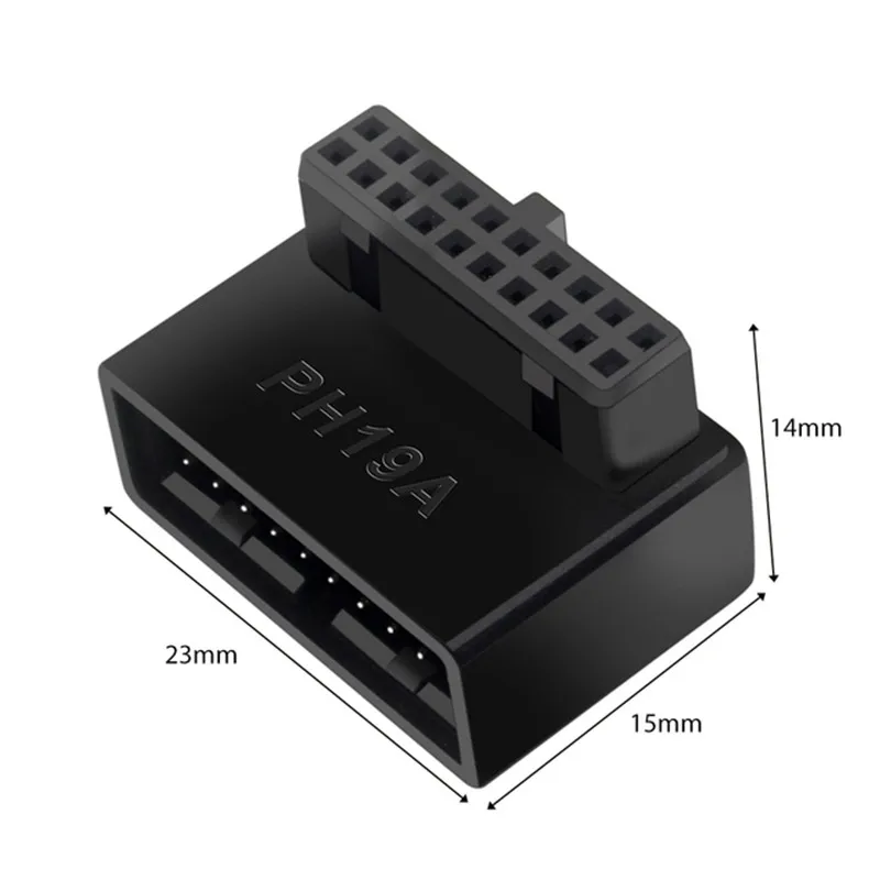 USB 3,0 19/20pin Männlich zu Weiblich Verlängerung Adapter Abgewinkelt 90 Grad Konverter für Motherboard Anschluss Buchse