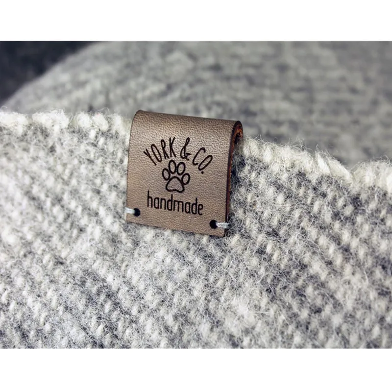 30pcs Personalised handmade tags for knitting clothes Sewing leather labels with logo Center fold garment label handcraft items