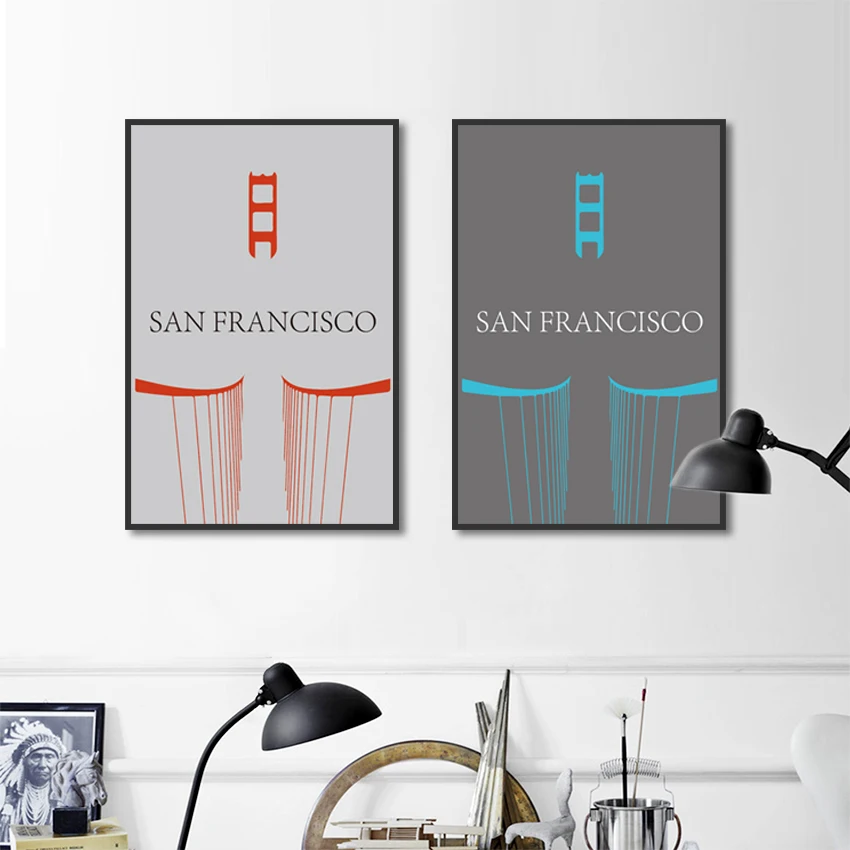 San Francisco Leinwand Malerei Poster und Drucke Hause Nordic Dekoration Wohnzimmer Wand Kunst Bilder Rahmenlose Gemälde