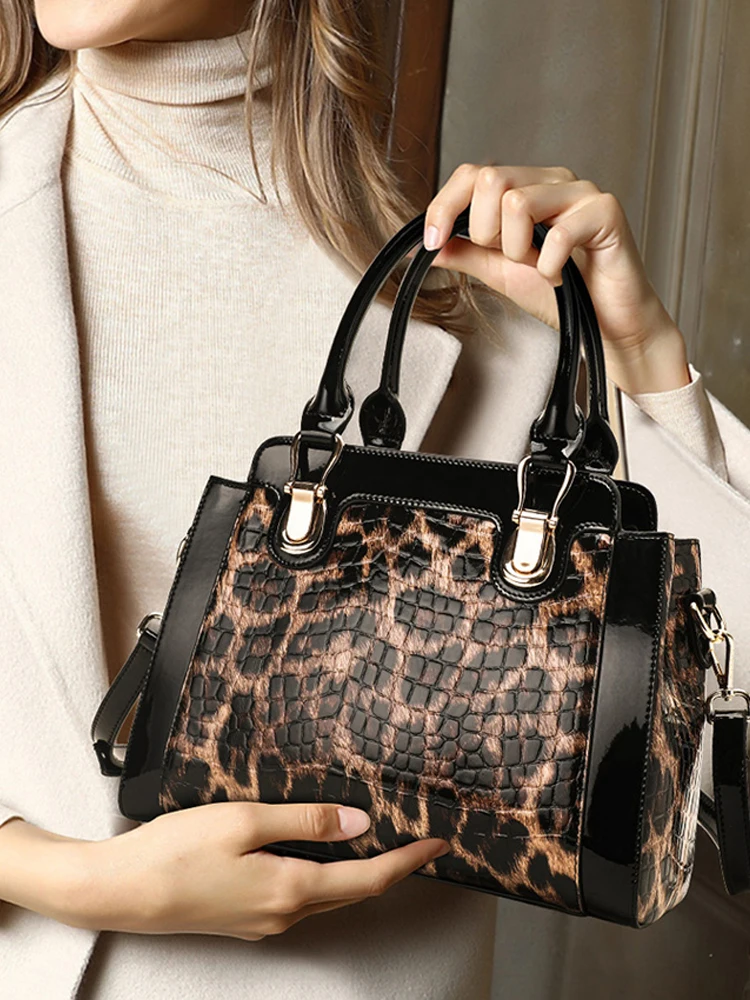 Cowhide Leather Leopard Women's Bag 2022 New Ladies Luxury Handbag Large Capacity Tote Bag women bags designer handbags