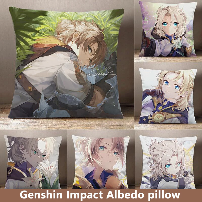 

Genshin Impact Albedo Cosplay Soft Pillow Dakimakura Plush Double-Sided Printed Anime Accessories Core Sofa Cushion Bedding