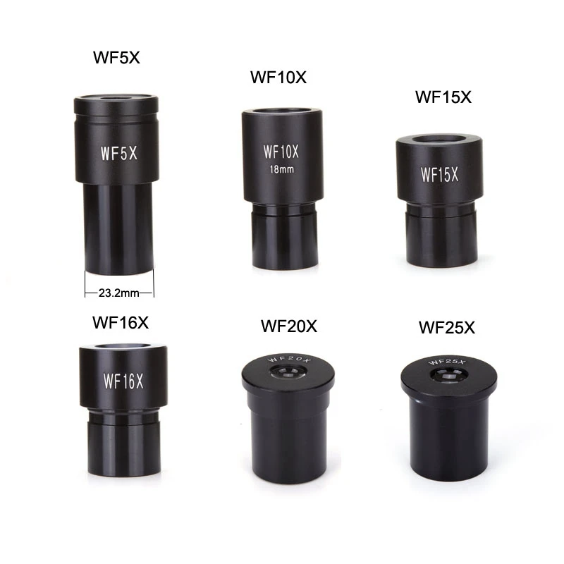 Biological Microscope Eyepiece 5X 10X 15X 16X 20X 25X Wide Angle Optical Glass Lens Mounting Size 23.2 mm Microscope Accessories