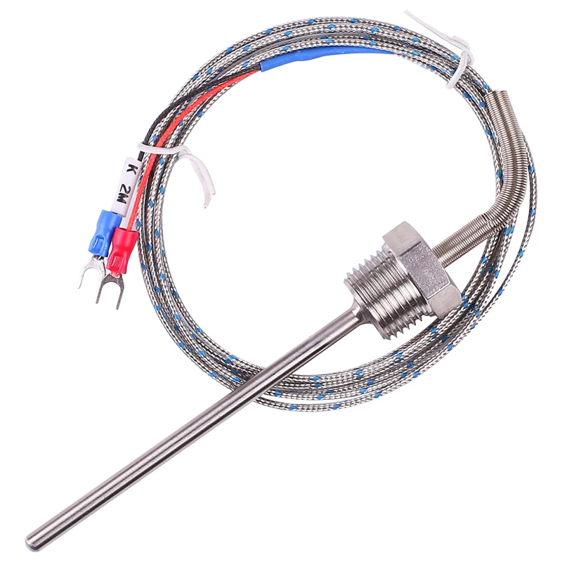 1/2 NPT Waterproof Stainless Steel k Thermocouple Sensor Pt100 Probe 50mm 100mm 150mm 200mm  PID Temperature Controller 2M wire