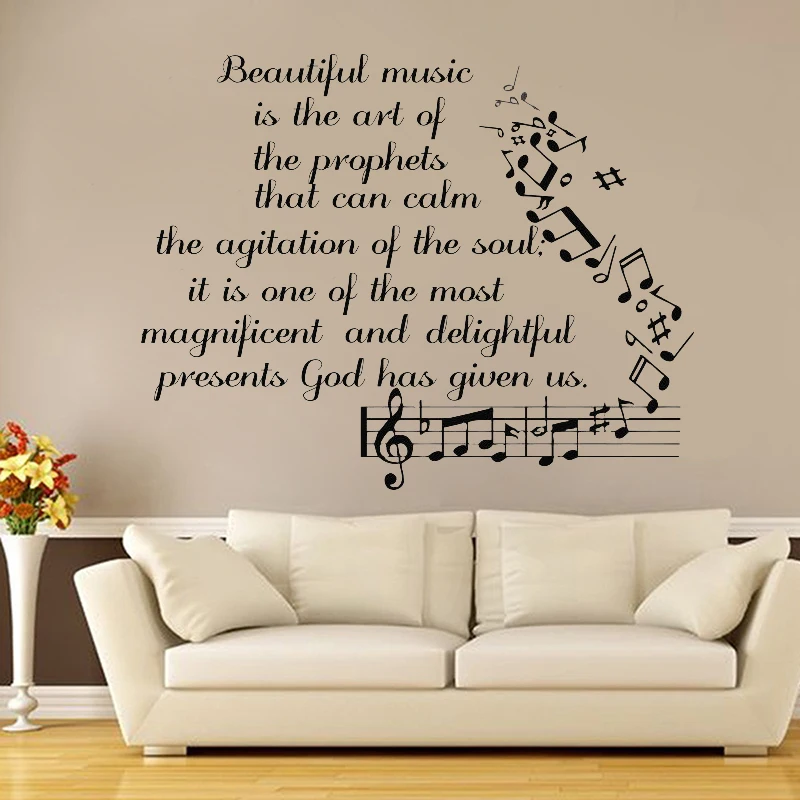 Music Notes Vinyl Wall Decal Quote Musica School Decor music notation Bedroom Wall Stickers for Living Room Decor Wallpaper Z365