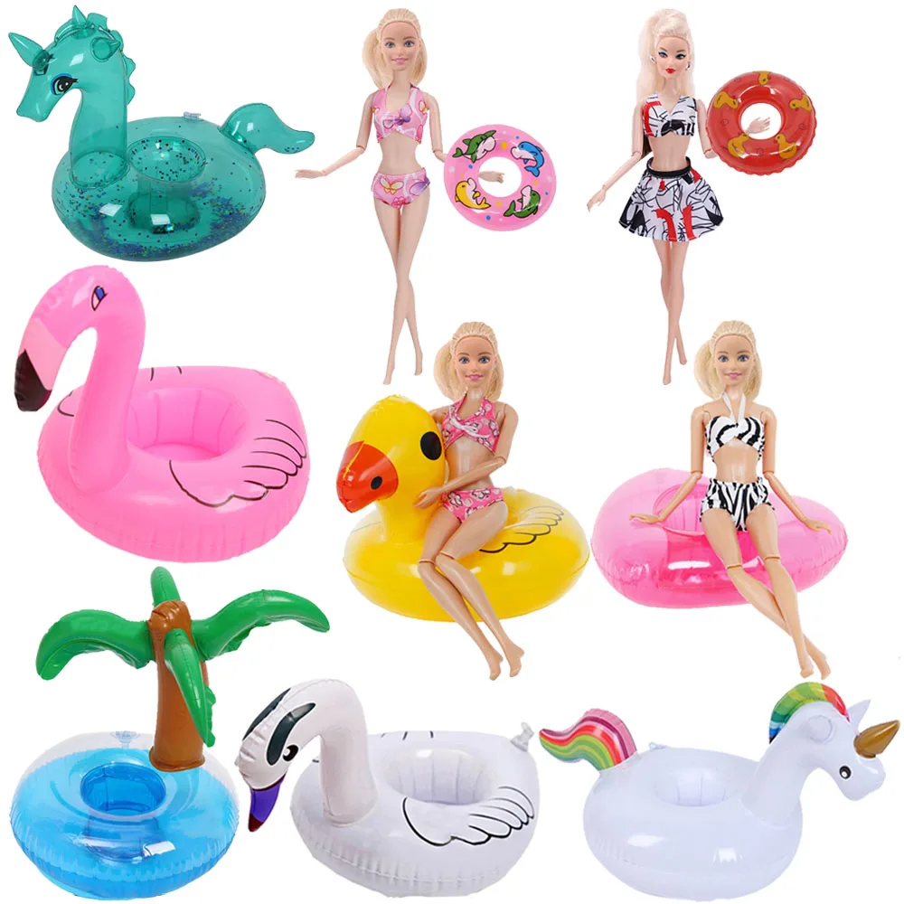 Doll Barbies Swimming Ring Cute Cartoon Inflatable Lifebuoy For Barbies Doll Mixed Style Accessories Girl`s Toy Our Generation