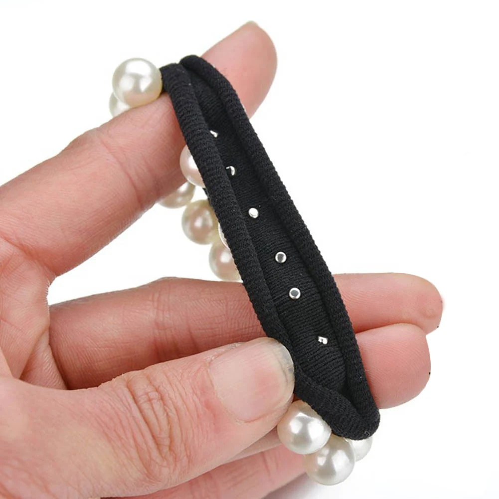 Wanita Rambut Scrunchies Mutiara Imitasi Elastis Rambut Band Seamless Tali Rambut Ekor Kuda Rambut Cincin Colorful Gadis Rambut Aksesoris