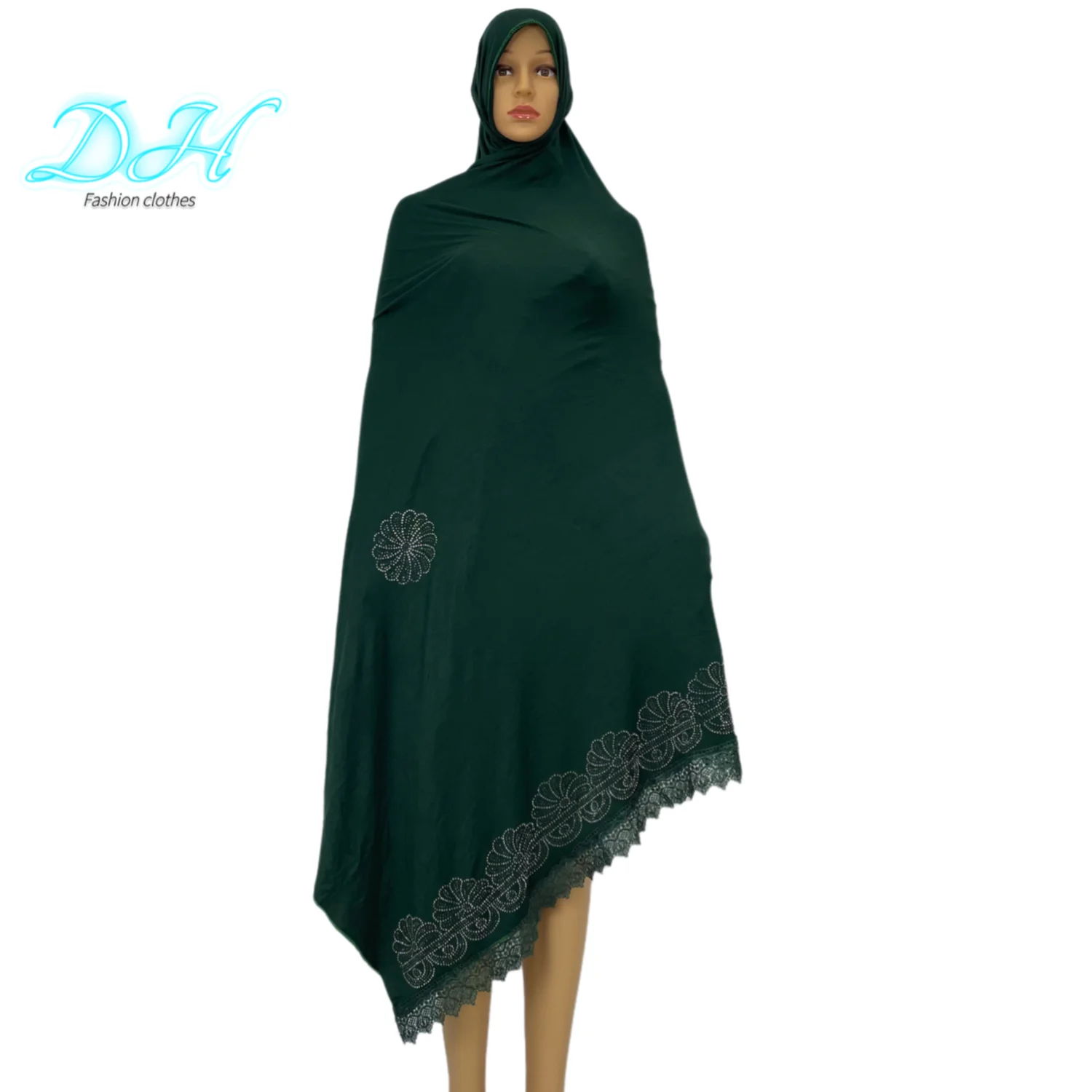 Latest african Soft 100% Cotton Lace Scarf Muslim Women African Hijap Dubai Pray Big Size  For Shawls Wraps DH077